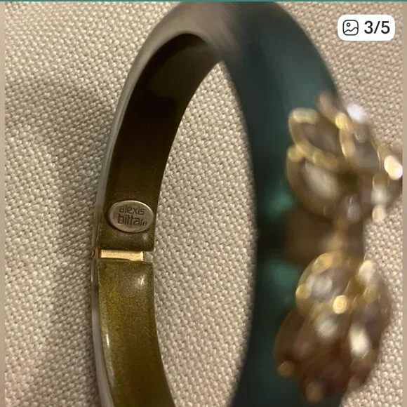 Alexis Bittar Jardin Mystere Blue Carved Lucite and Crystal Flower Accents - Picture 5 of 5